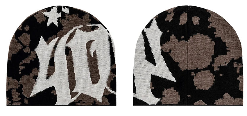 404 Y2K Brown Skully Beanie