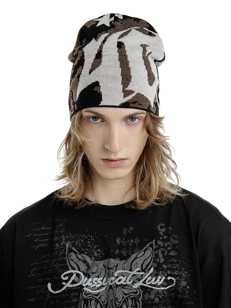 404 Y2K Brown Skully Beanie