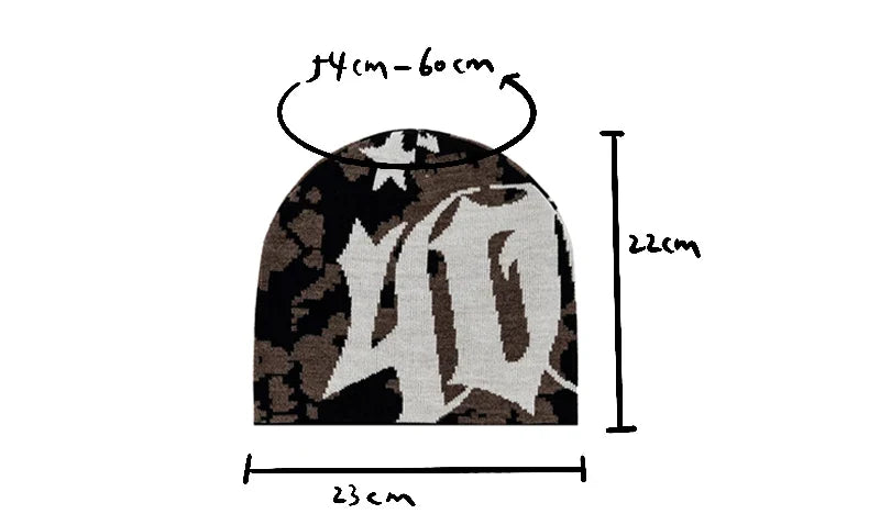 404 Y2K Brown Skully Beanie