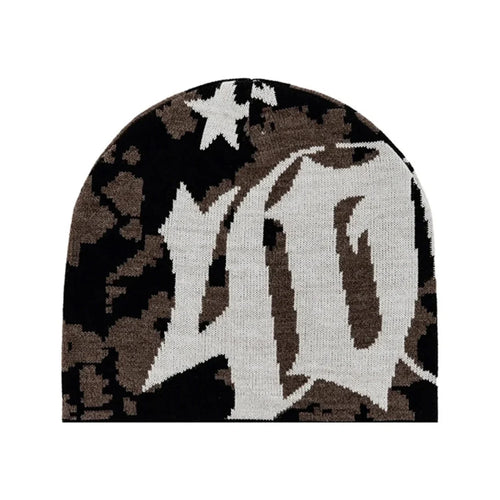 404 Y2K Brown Skully Beanie