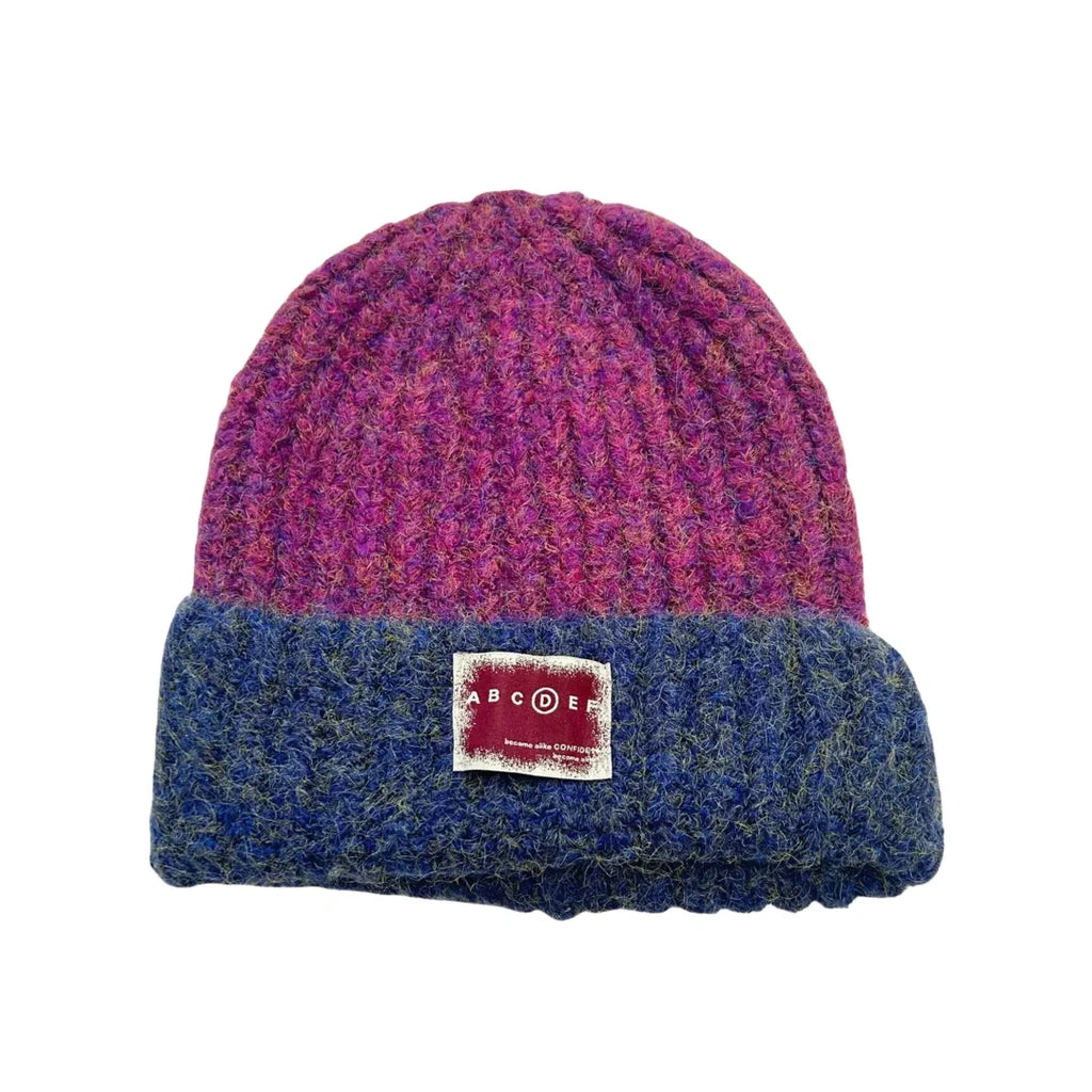 ABCDEF Winter Bicolor Wool Knitted Beanie