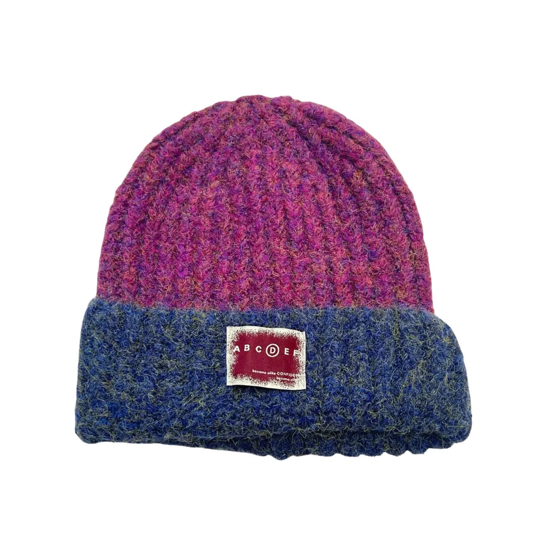 ABCDEF Winter Bicolor Wool Knitted Beanie