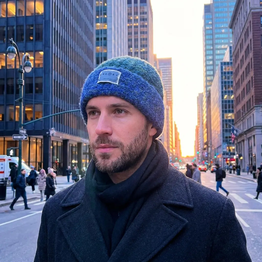 ABCDEF Winter Bicolor Wool Knitted Beanie