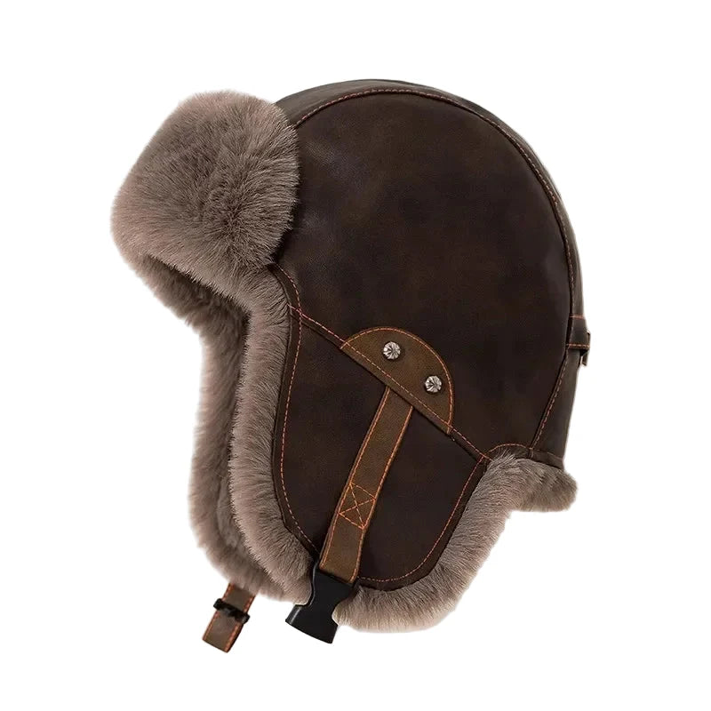 Agostini Riding Leather Trapper Bomber Hat