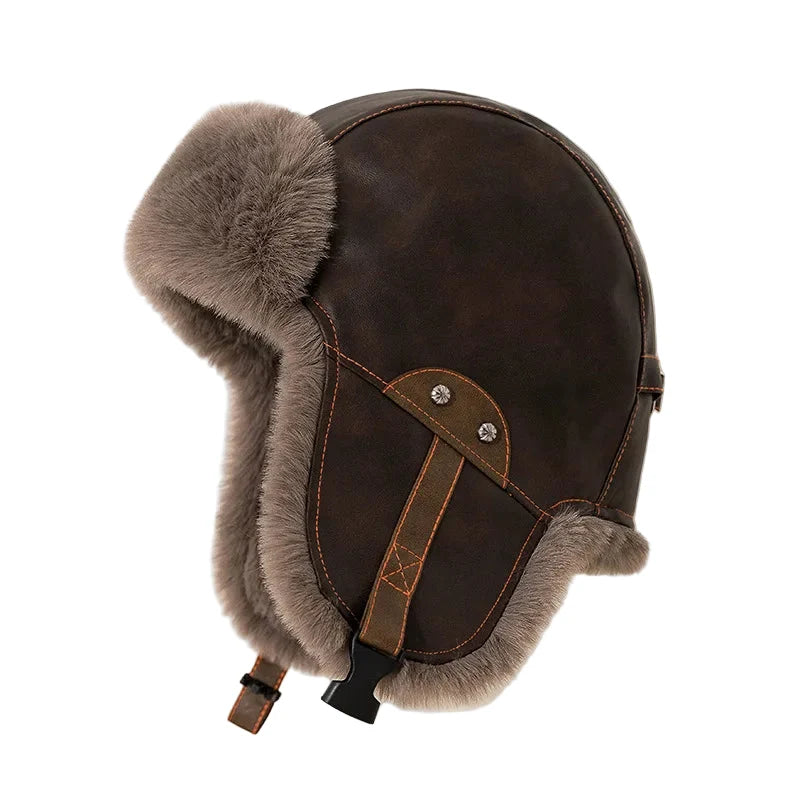 Agostini Riding Leather Trapper Bomber Hat
