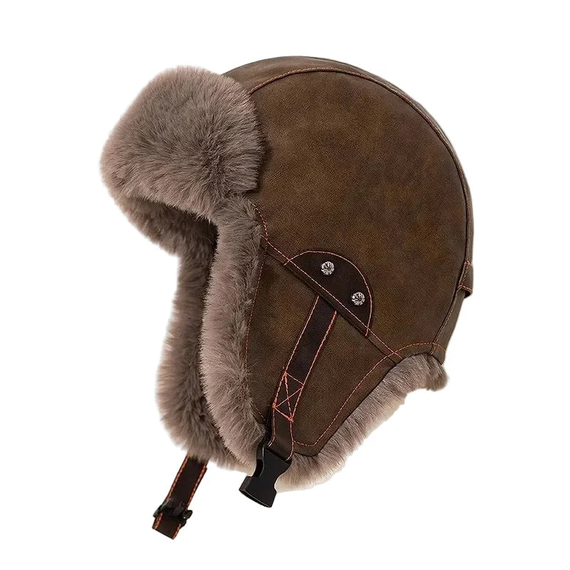 Agostini Riding Leather Trapper Bomber Hat