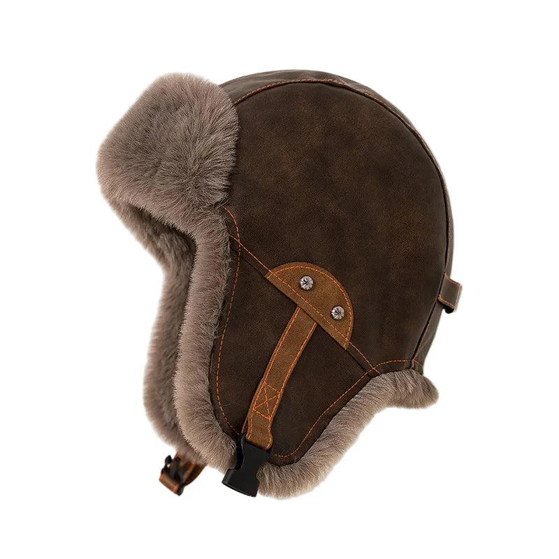 Agostini Riding Leather Trapper Bomber Hat