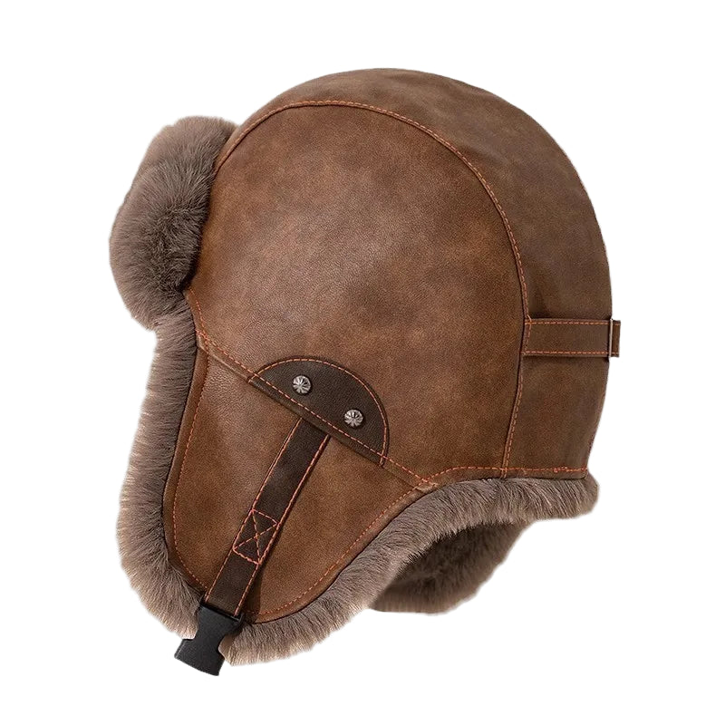 Agostini Riding Leather Trapper Bomber Hat