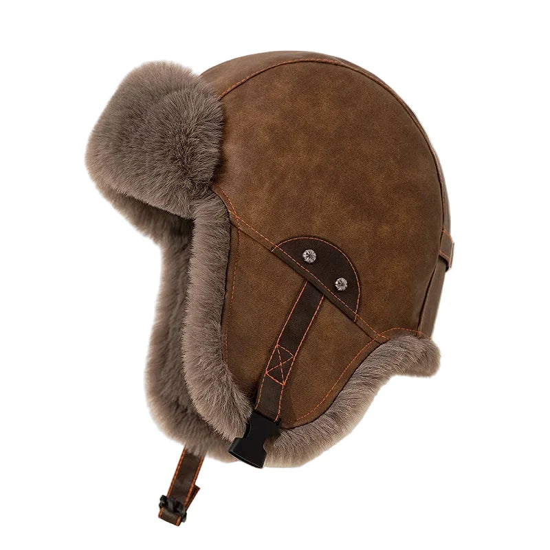 Agostini Riding Leather Trapper Bomber Hat