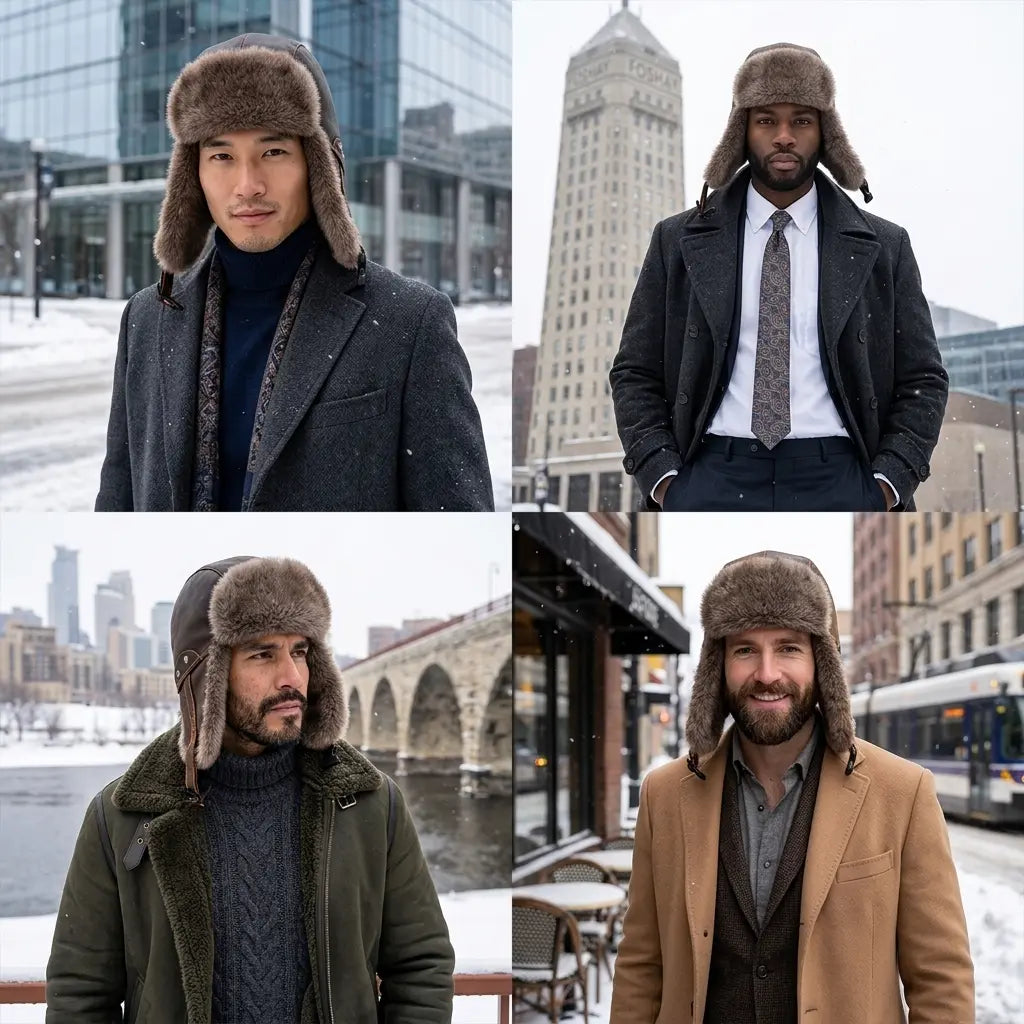 Agostini Riding Leather Trapper Bomber Hat