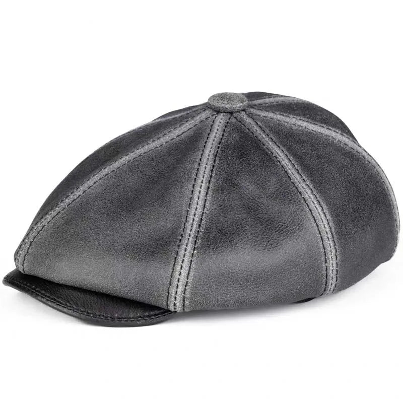 Aigburth Genuine Leather 8-Panels Newsboy Cap