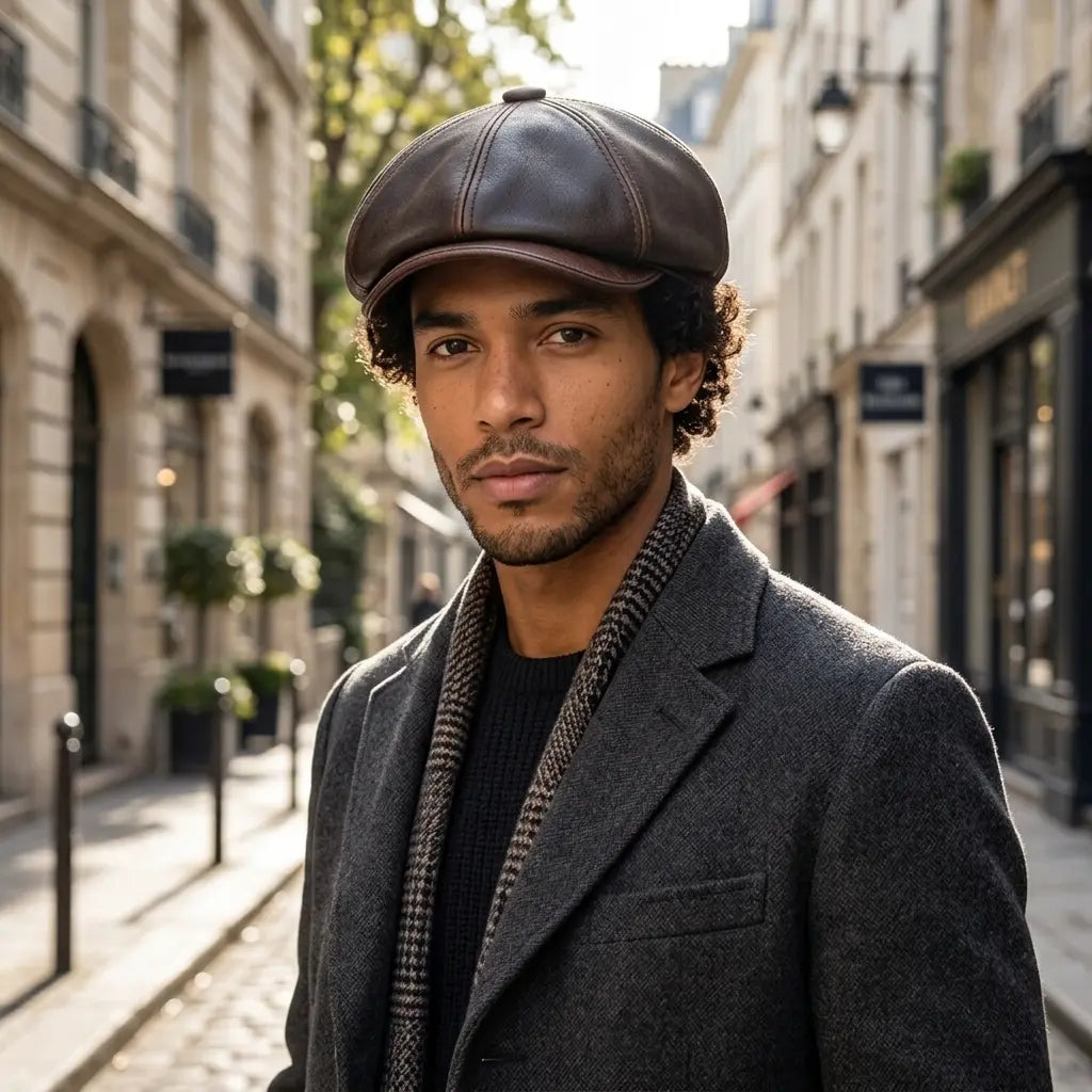 Aigburth Genuine Leather 8-Panels Newsboy Cap