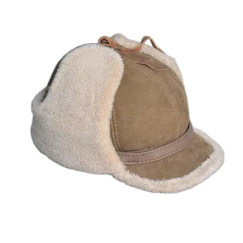 Alaska Winter Genuine Leather Trapper Bomber Hat
