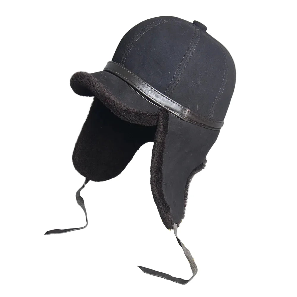 Alaska Winter Genuine Leather Trapper Bomber Hat