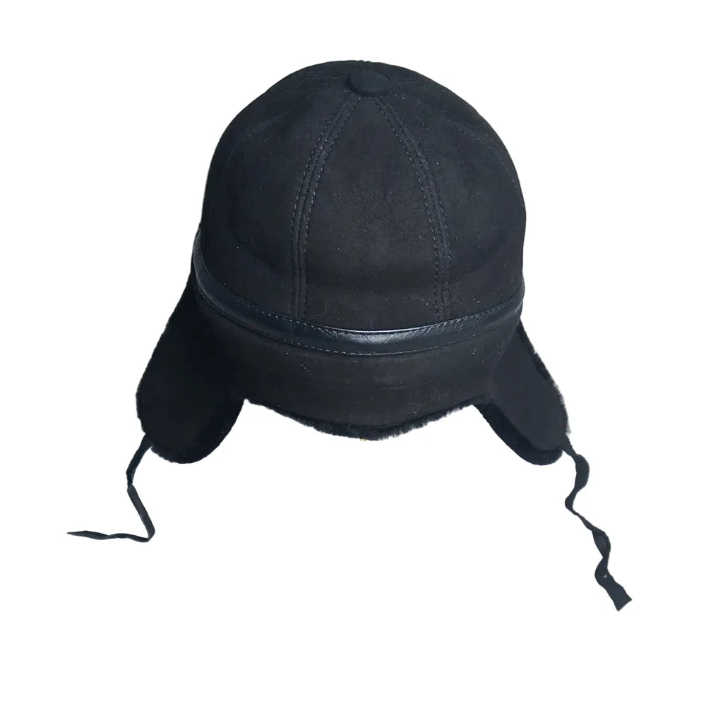 Alaska Winter Genuine Leather Trapper Bomber Hat
