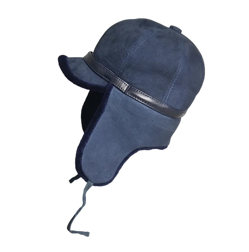 Alaska Winter Genuine Leather Trapper Bomber Hat