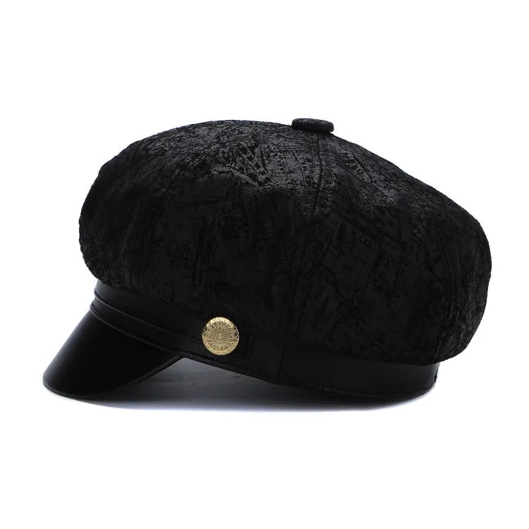 Albany Woman Genuine Leather Newsboy Cap