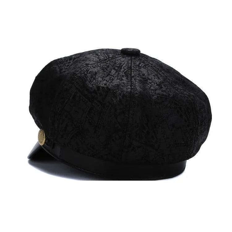 Albany Woman Genuine Leather Newsboy Cap
