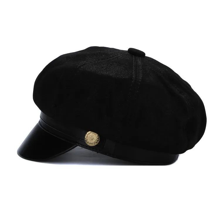 Albany Woman Genuine Leather Newsboy Cap