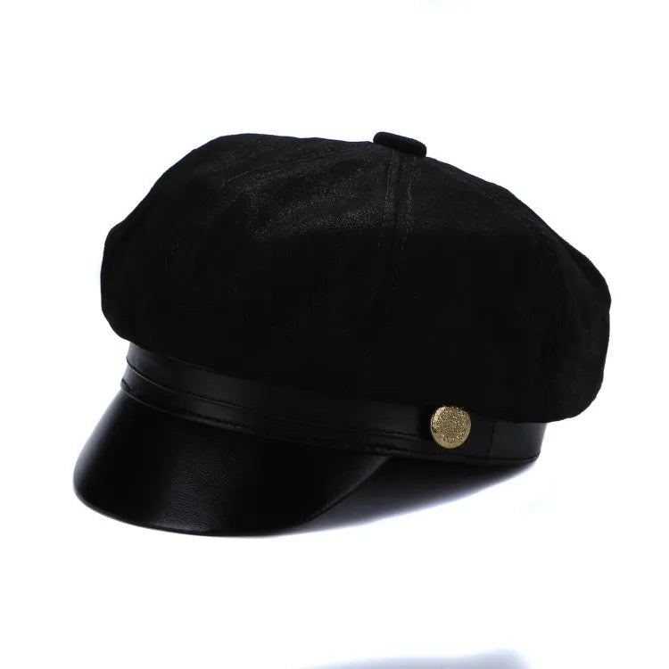 Albany Woman Genuine Leather Newsboy Cap