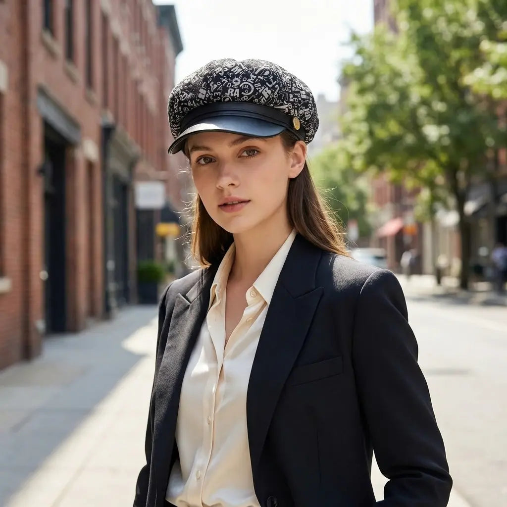 Albany Woman Genuine Leather Newsboy Cap