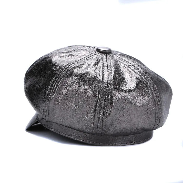 Albany Woman Genuine Leather Newsboy Cap