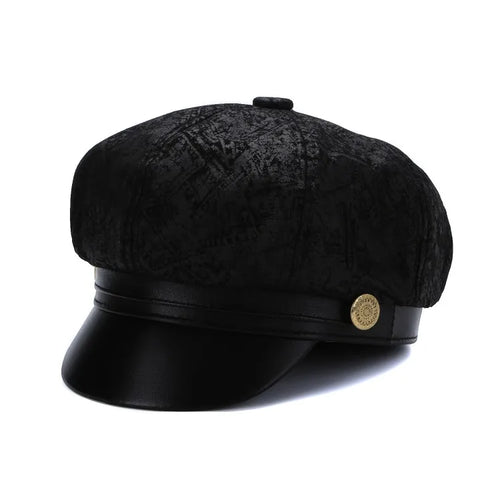 Albany Woman Genuine Leather Newsboy Cap