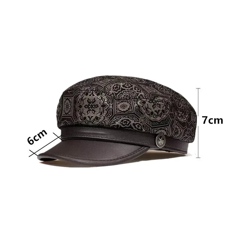 Alhambra Mosaic Brown Genuine Leather Sailor Cap