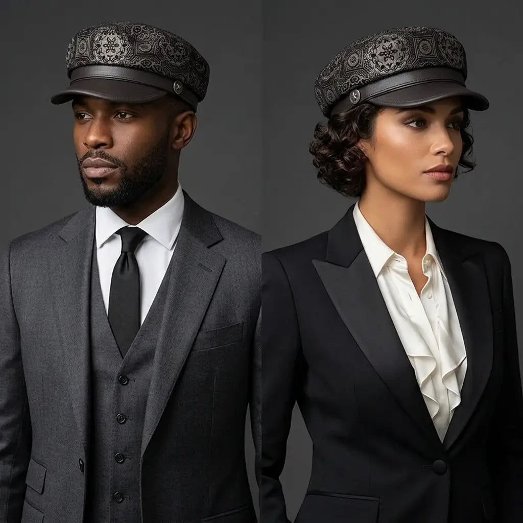 Alhambra Mosaic Brown Genuine Leather Sailor Cap
