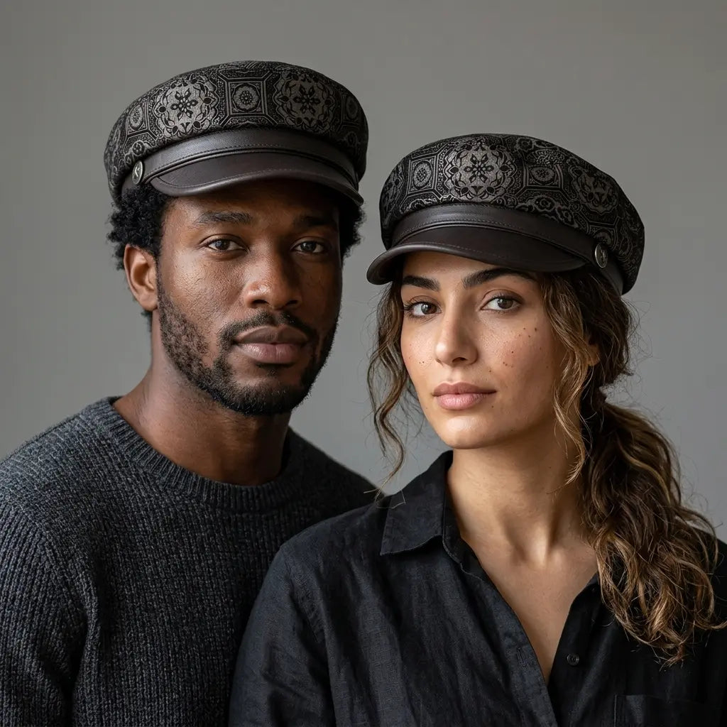 Alhambra Mosaic Brown Genuine Leather Sailor Cap