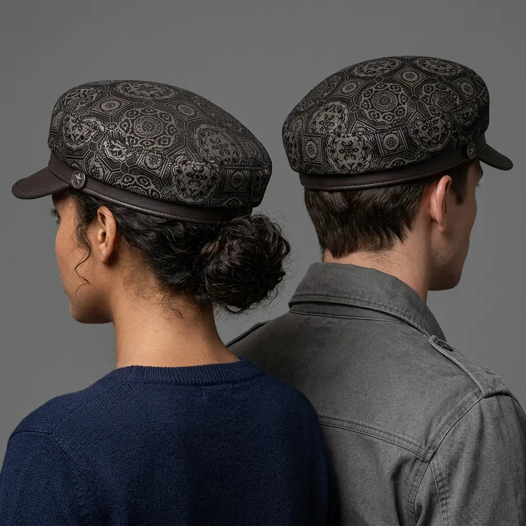 Alhambra Mosaic Brown Genuine Leather Sailor Cap