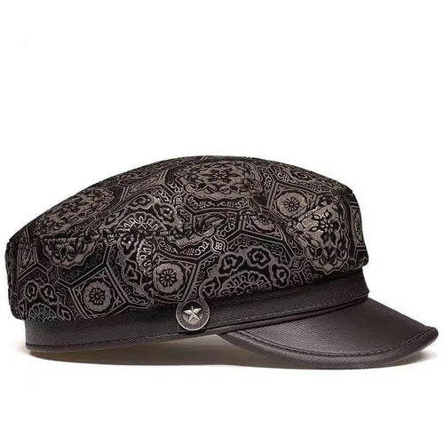 Alhambra Mosaic Brown Genuine Leather Sailor Cap