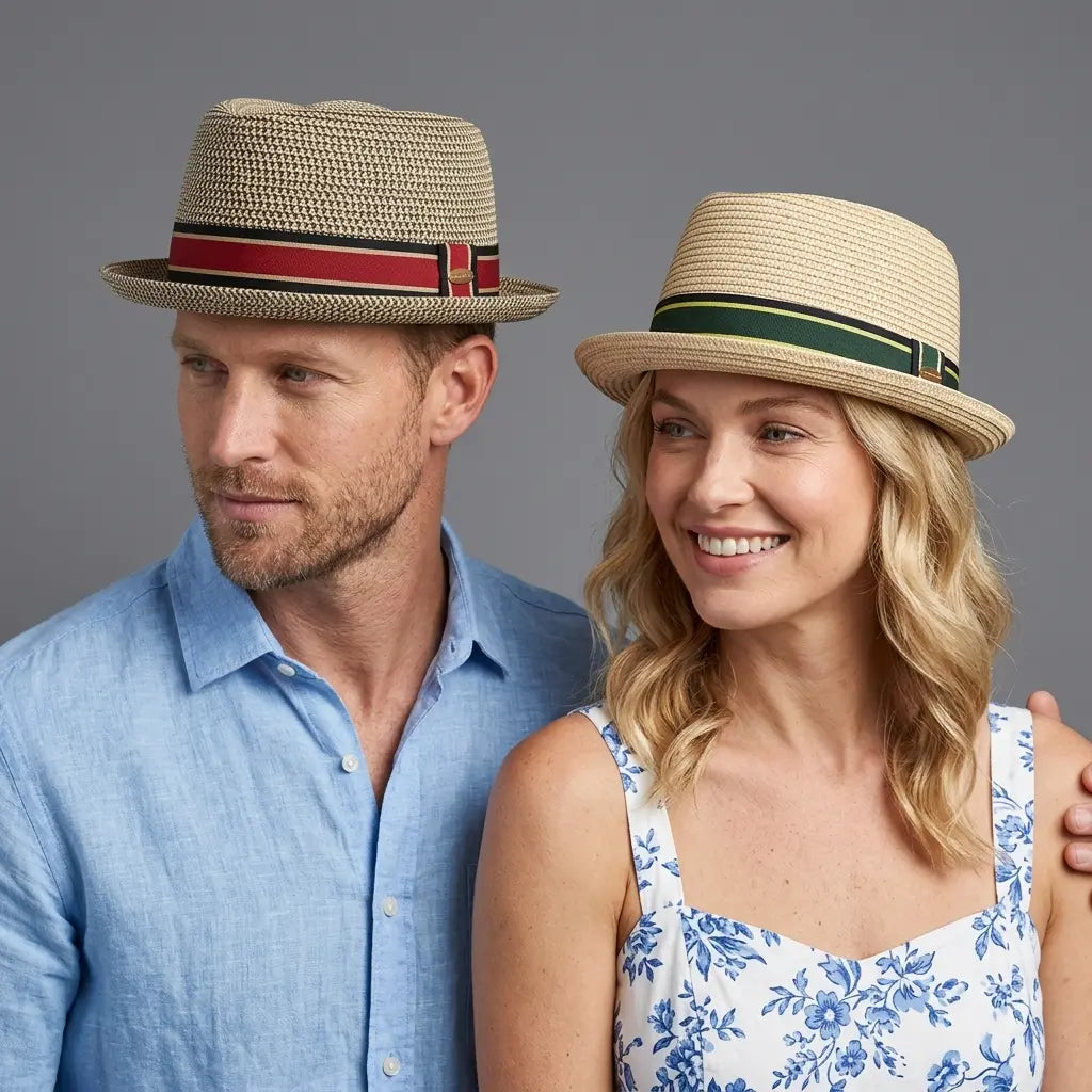 Amalfi Summer Straw Short Brim Porkpie Hat