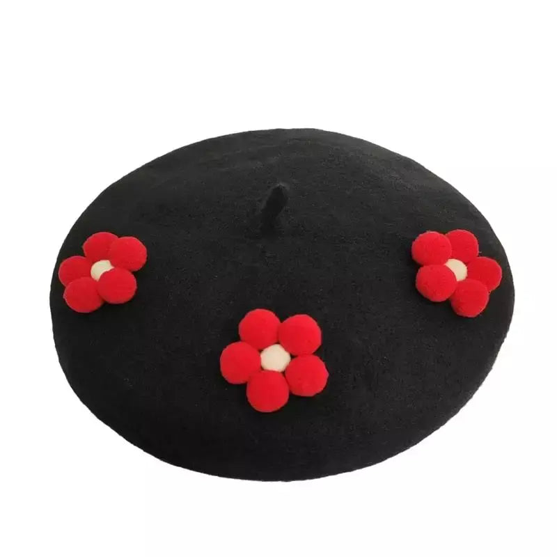 Amélie Roses Wool Beret