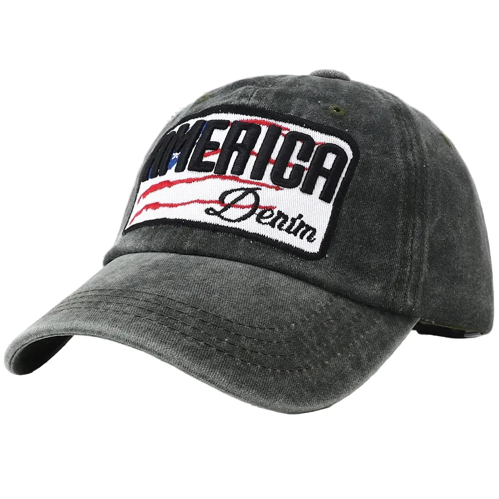 America Denim Washed Cotton Baseball Cap