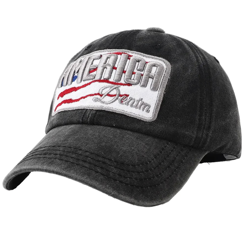 America Denim Washed Cotton Baseball Cap