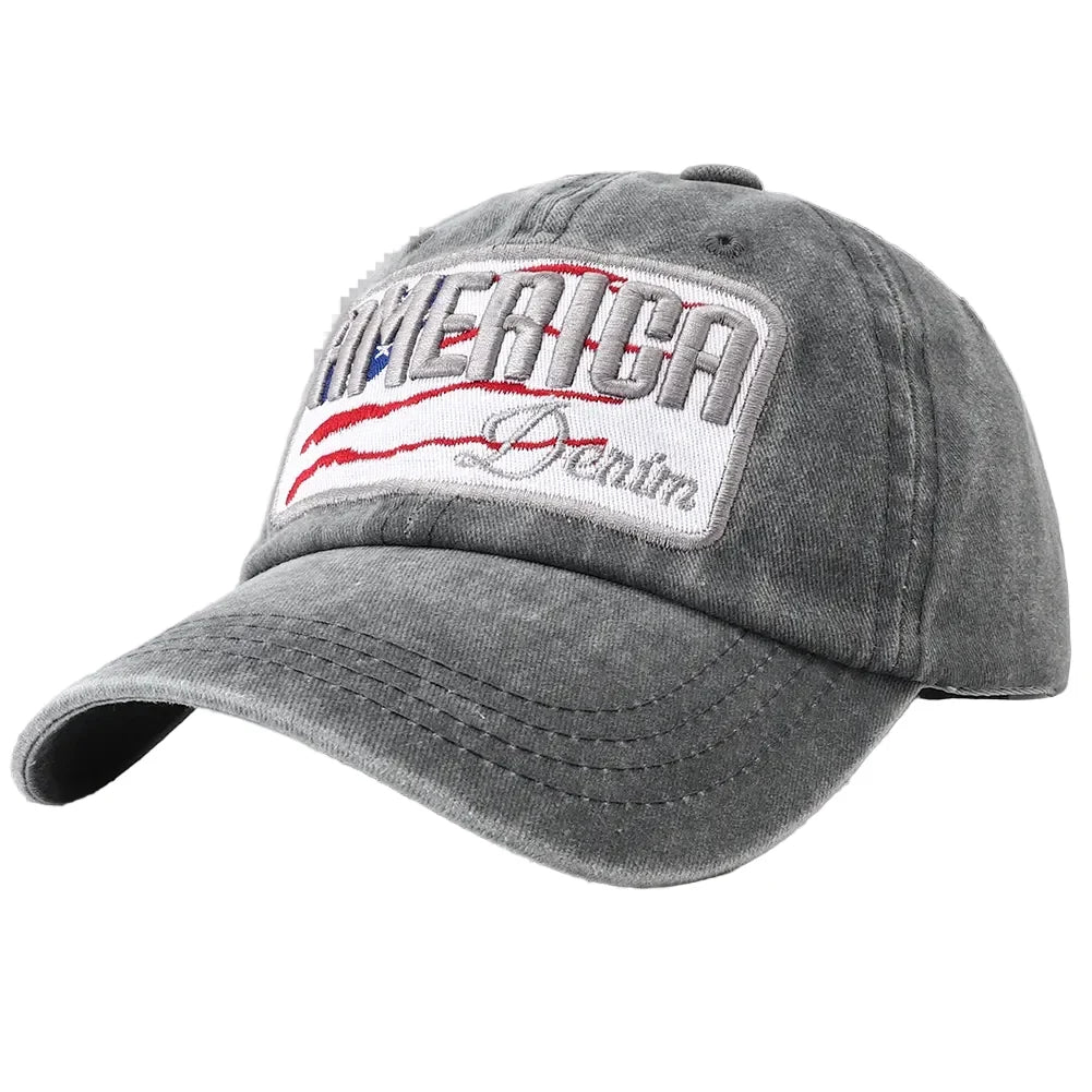 America Denim Washed Cotton Baseball Cap