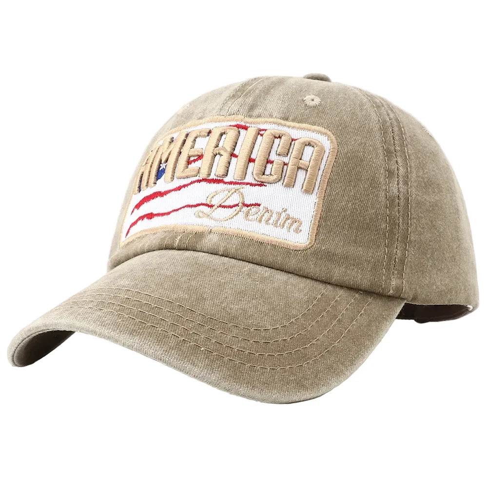 America Denim Washed Cotton Baseball Cap