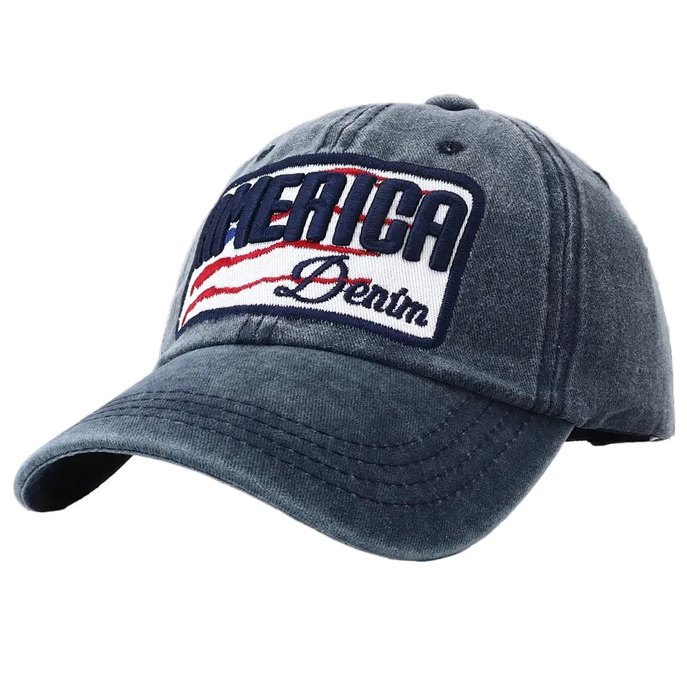America Denim Washed Cotton Baseball Cap