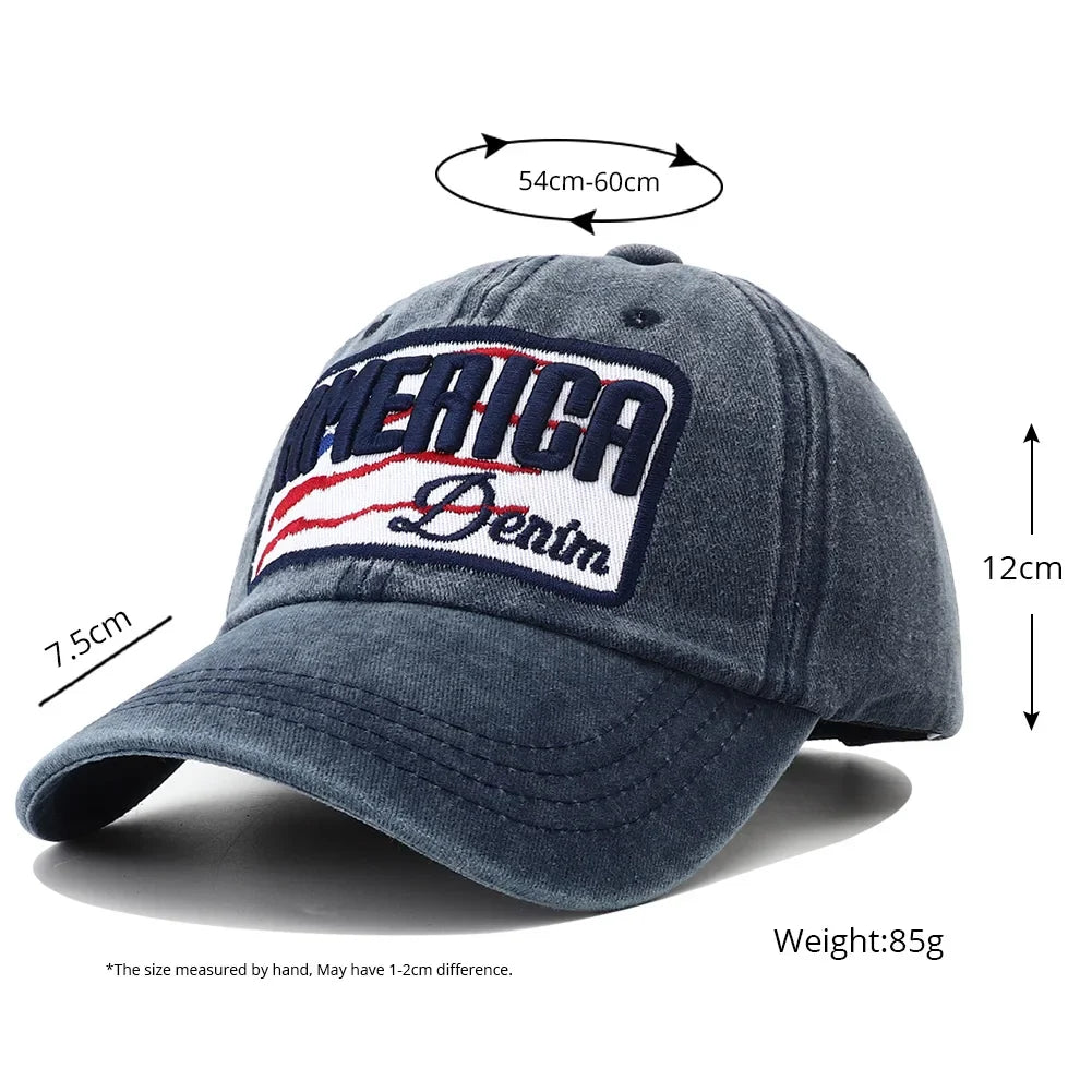 America Denim Washed Cotton Baseball Cap
