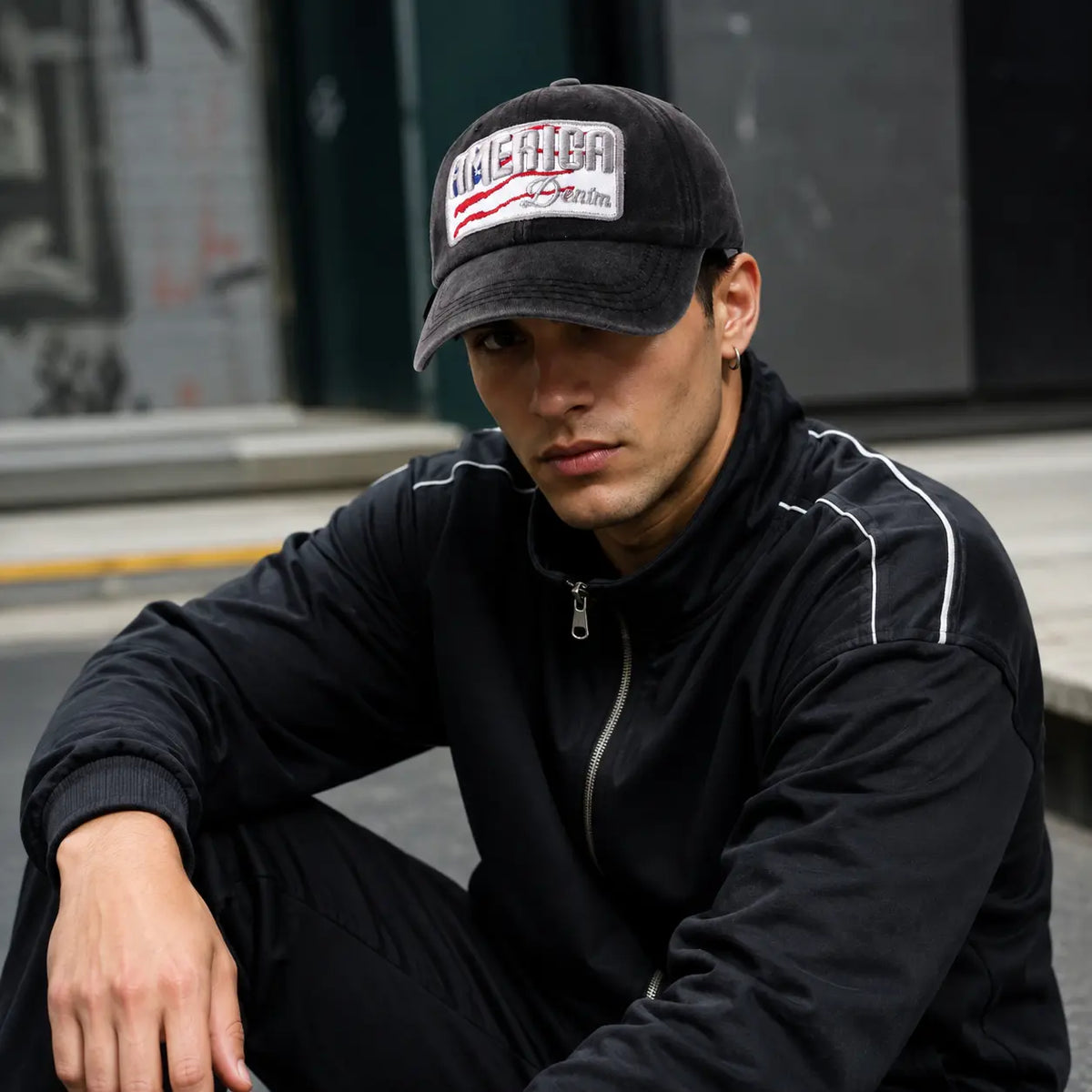 America Denim Washed Cotton Baseball Cap