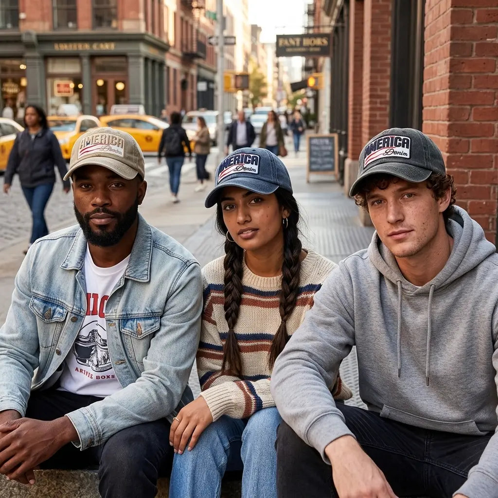America Denim Washed Cotton Baseball Cap