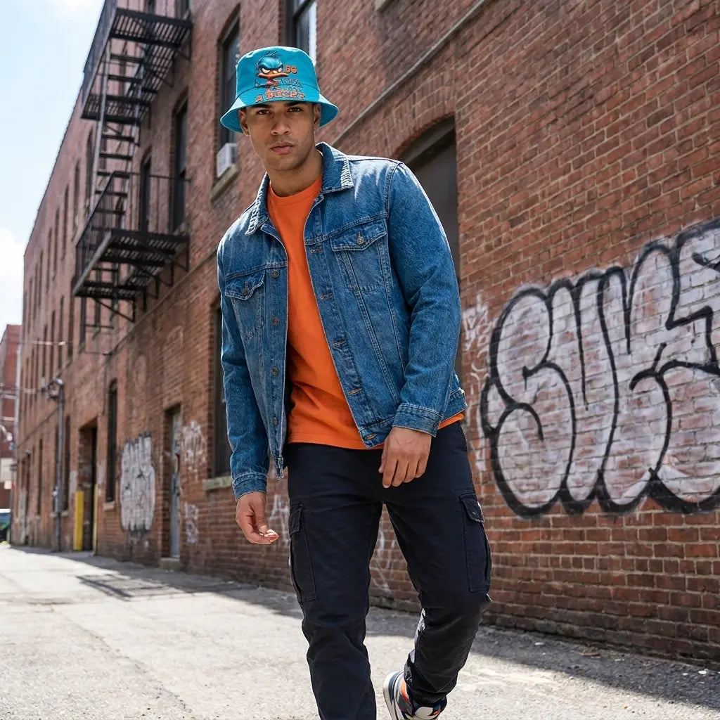 Angry Duck Sky Blue Reversible Bucket Hat
