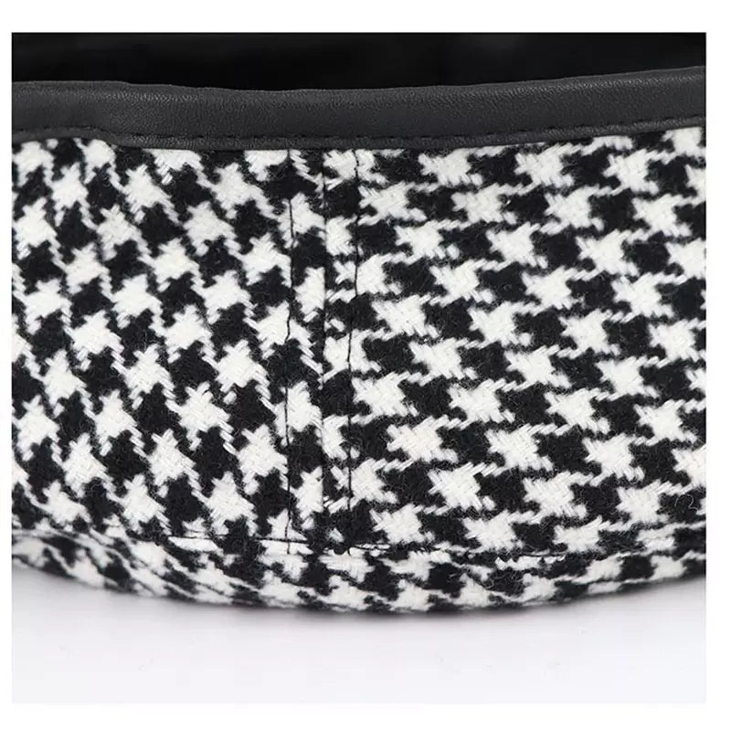 Black & White Houndstooth French Beret