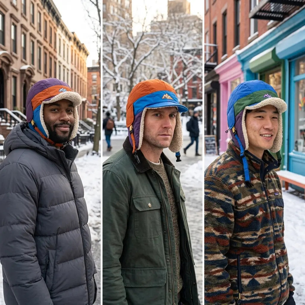 Appalachian Retro Patchwork Fur Trapper Bomber Hat