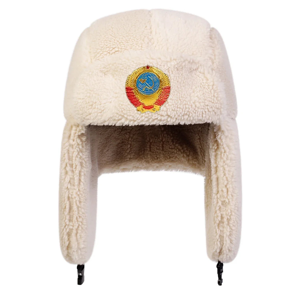 Arrow Badge Lamb Fleece Winter Bomber Hat