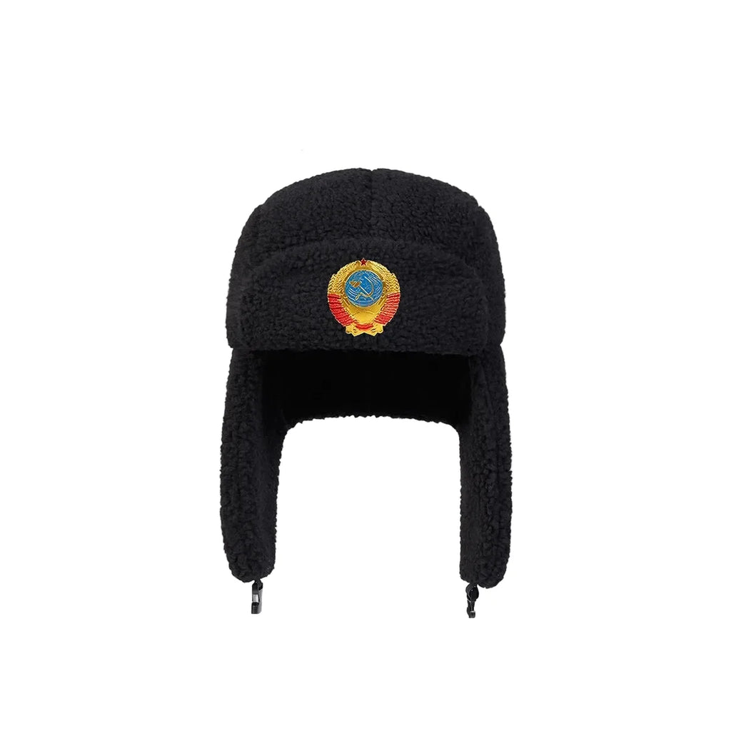 Arrow Badge Lamb Fleece Winter Bomber Hat