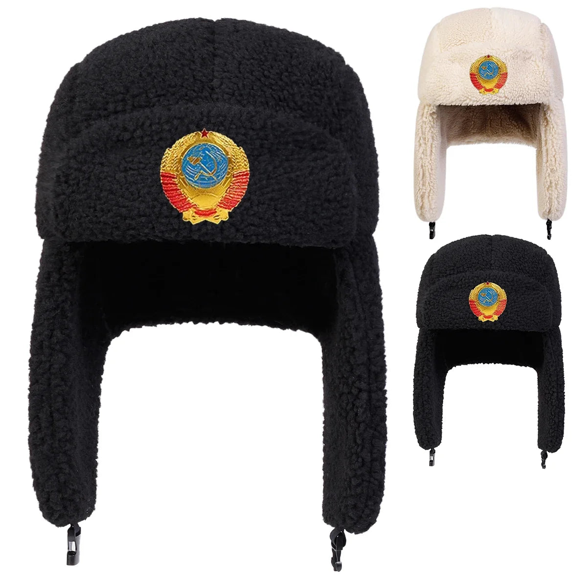 Arrow Badge Lamb Fleece Winter Bomber Hat