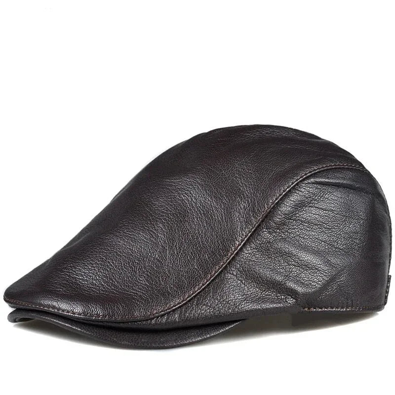 Asthon Genuine Leather Flat Cap