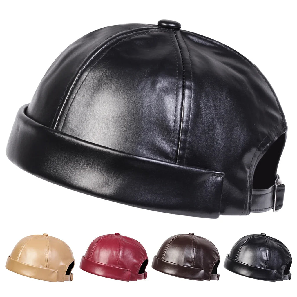 Auckland Leather Brimless Docker Cap